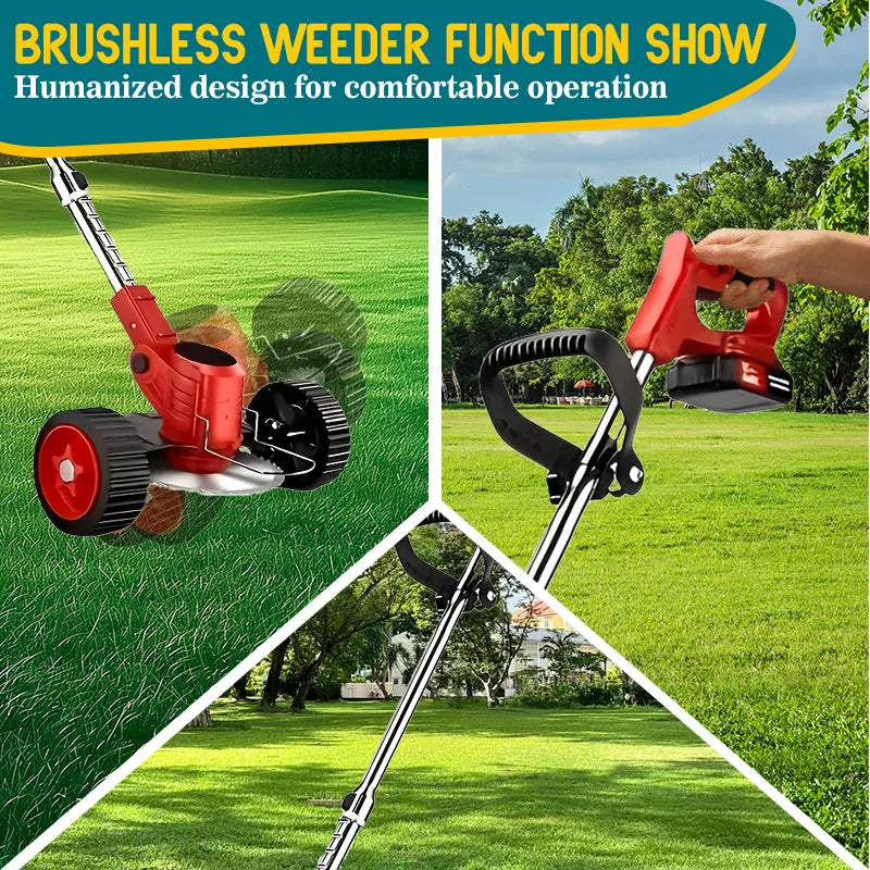 New cordless gardening tool designed for easy lawn care. Perfect for trimming grass and maintaining courtyards and gardens with powerful, hassle-free performance.
