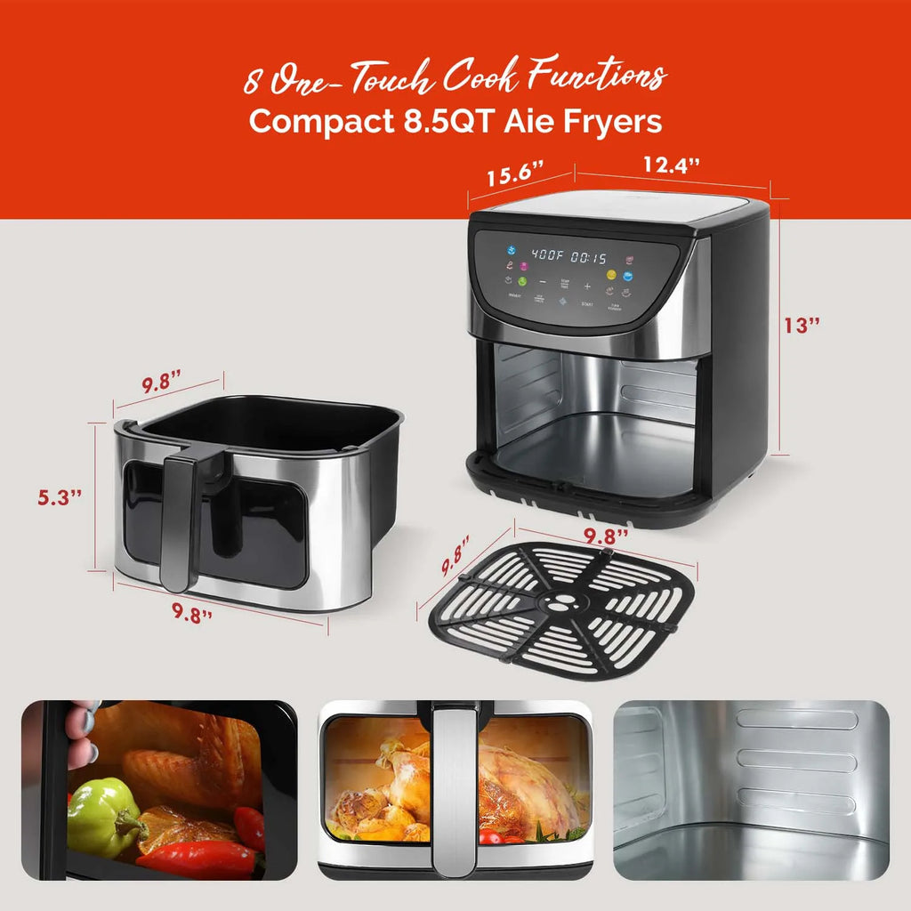 8.5QT Smart Air Fryer – Viewing Window, 10-in-1 Digital Presets & Family-Size Capacity