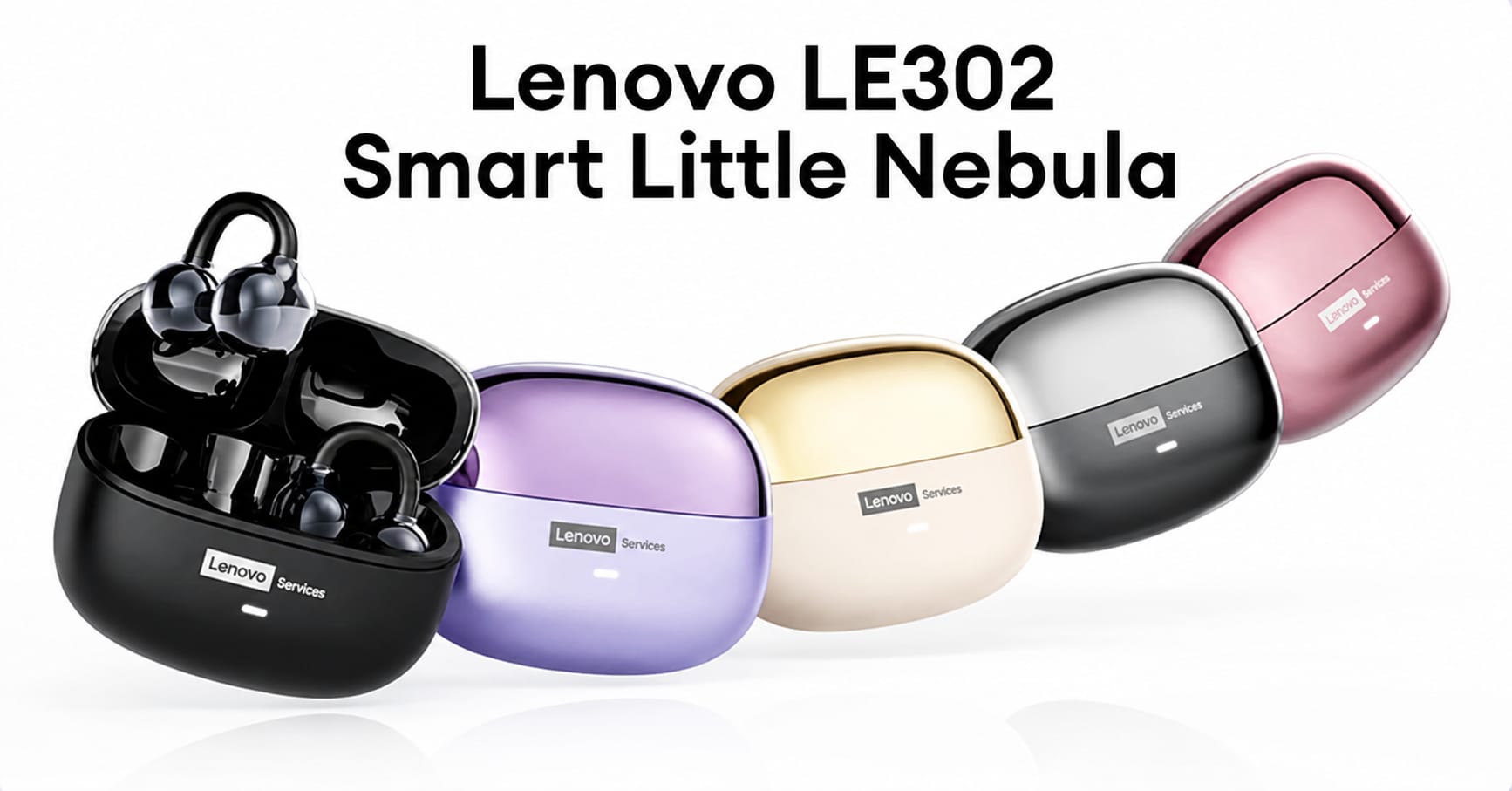 Choice Lenovo LE302 OWS Ear clip Wireless Earphones Low Latency HD Call Bluetooth Headphones HiFi Music Sport Fashion Earbuds