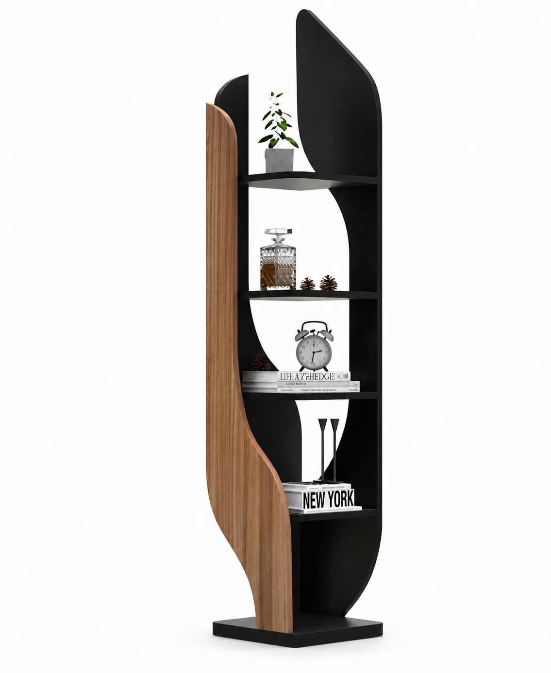Modern Rustic Living Room Cabinet – Space-Saving Bookshelf
