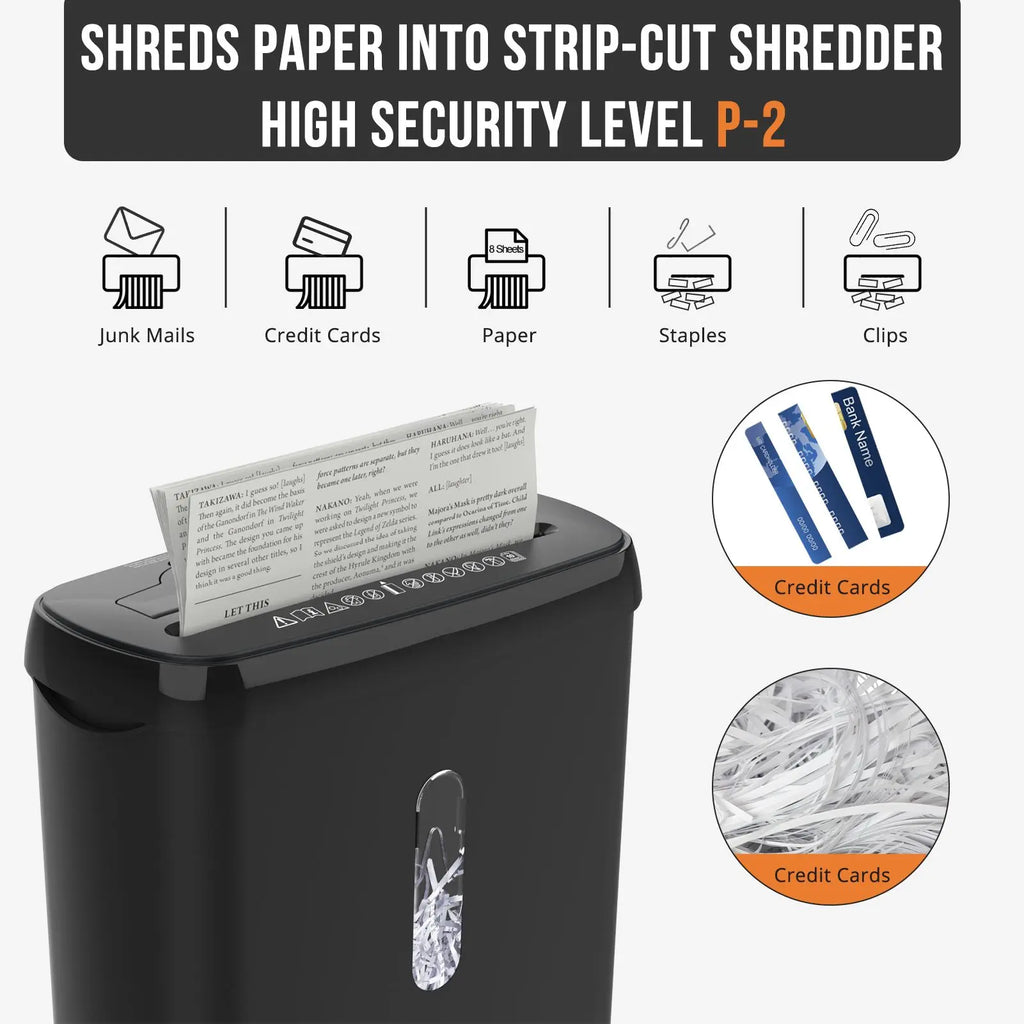 10-Sheet Home Office Paper Shredder – P-2 Security, CD & Credit Card Shredding, Jam-Proof Design
