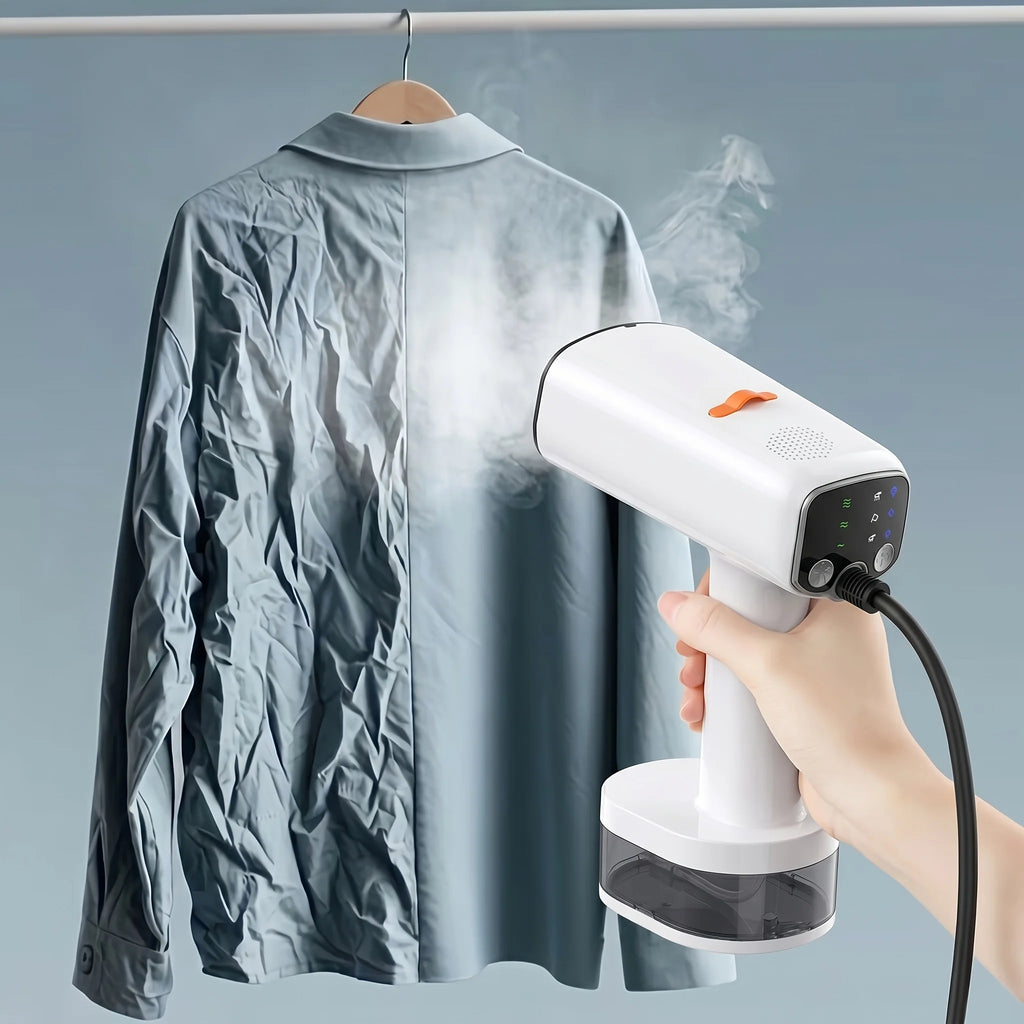 Lubluelu portable handheld garment steamer with fast-heating technology and powerful suction, designed for quick and easy wrinkle removal at home or on the go.