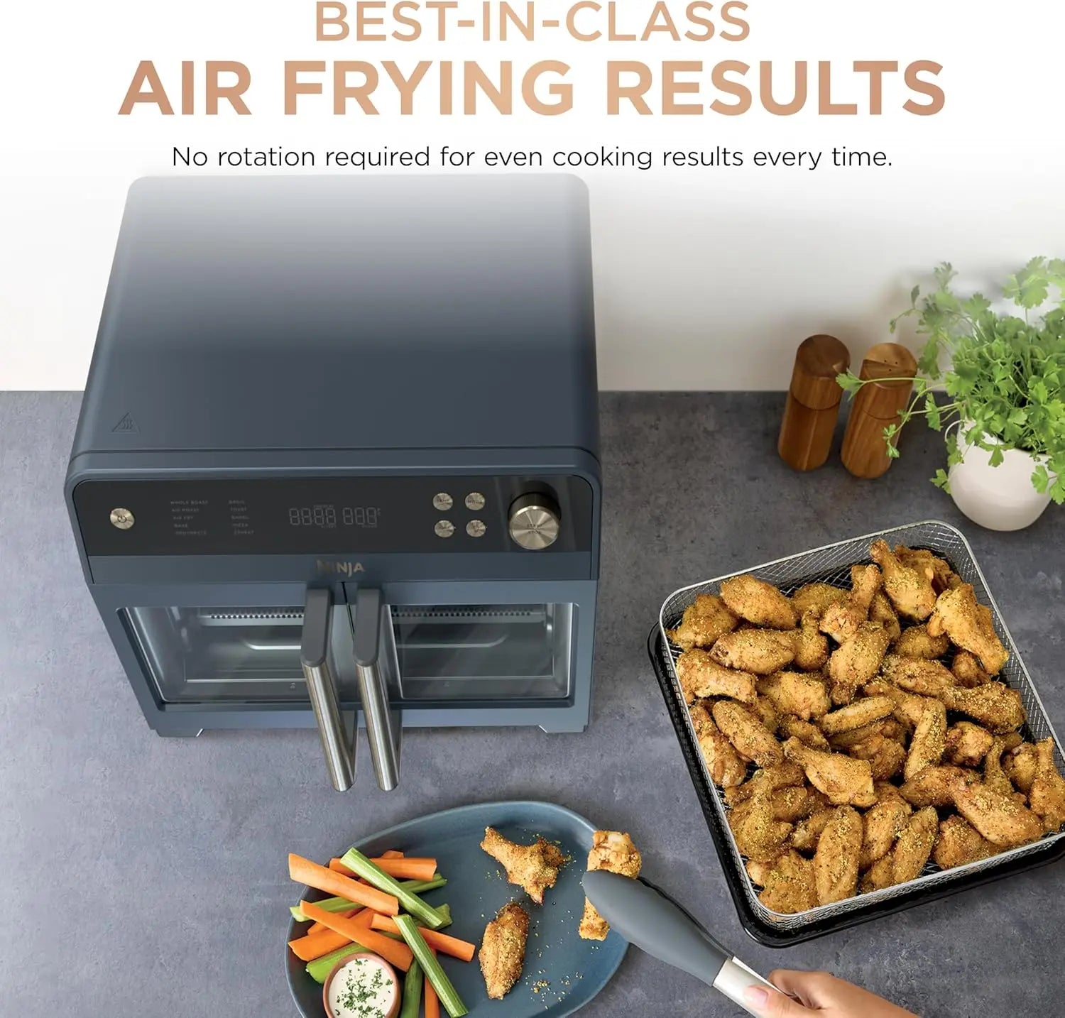 10-in-1 PFAS-Free Air Fryer Oven (20.3 Qt)
Your ultimate kitchen workhorse. Enjoy a family-sized 20.3-quart capacity, safe PFAS-free accessories, and 10 cooking functions in one sleek appliance. Fully dishwasher-safe.