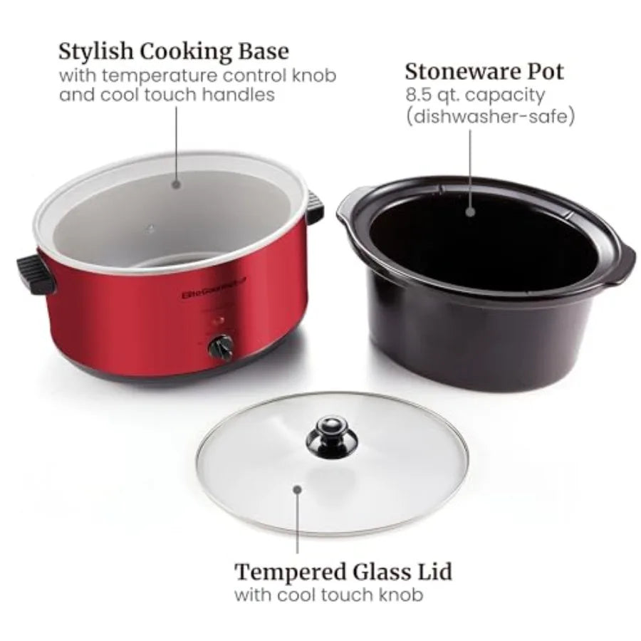 8.5-Quart Jumbo Ceramic Slow Cooker (Adjustable Temp)
Effortlessly prepare large meals with this high-capacity slow cooker. Featuring a durable metal exterior, removable ceramic crock, and dishwasher-safe lid—perfect for everything from hearty spareribs t