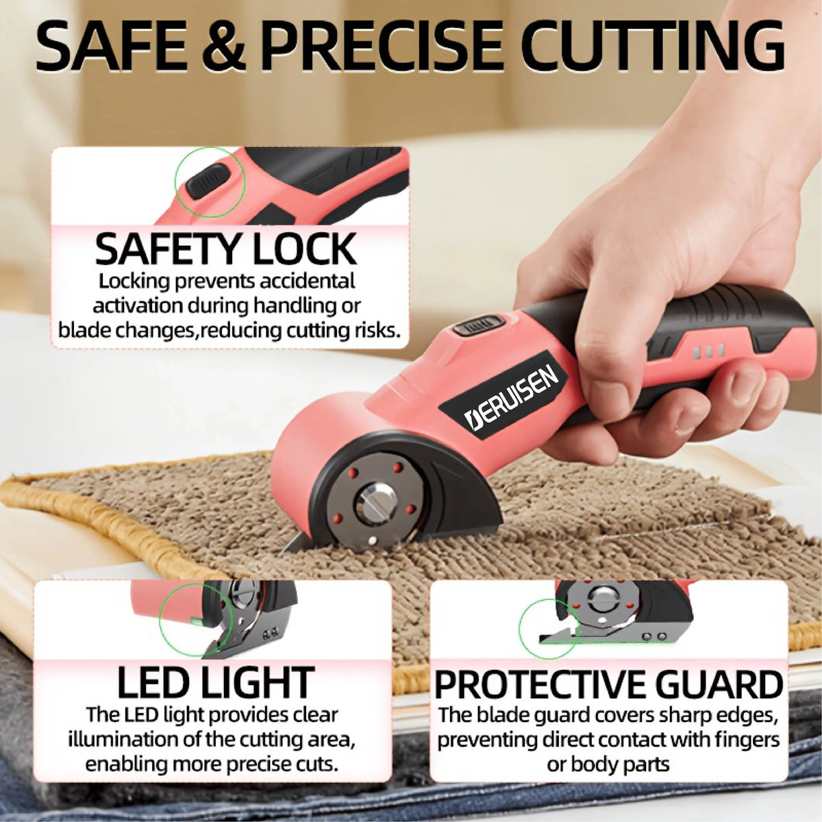 USB Rechargeable Electric Scissors – Cordless Cutter with Safety Lock for Fabric, Leather & Cardboard