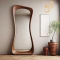 Irregular Solid Wood Full-Length Mirror – Modern Wall-Mounted Design