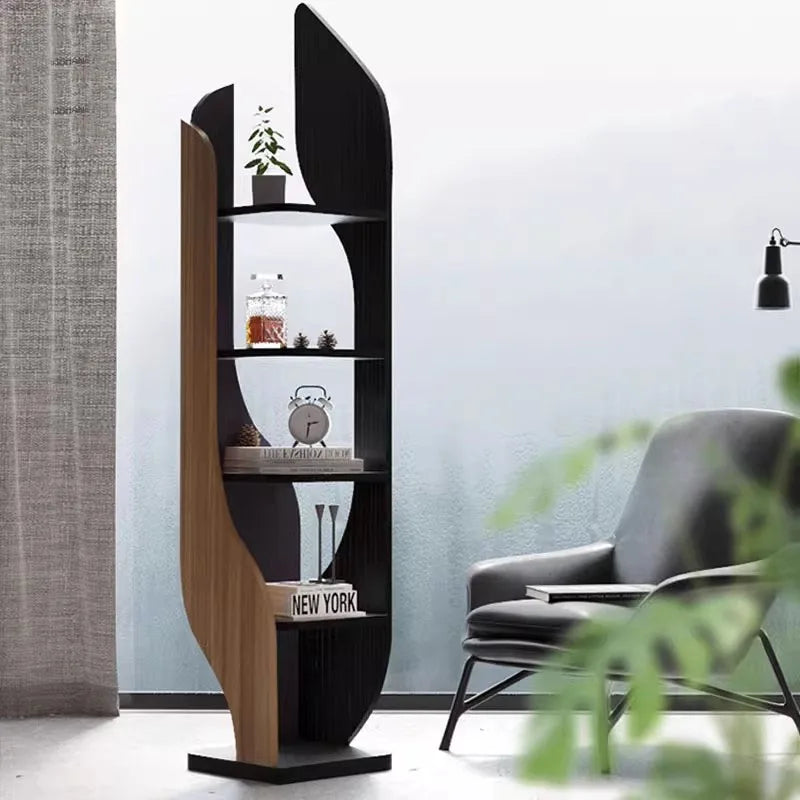 Modern Rustic Living Room Cabinet – Space-Saving Bookshelf