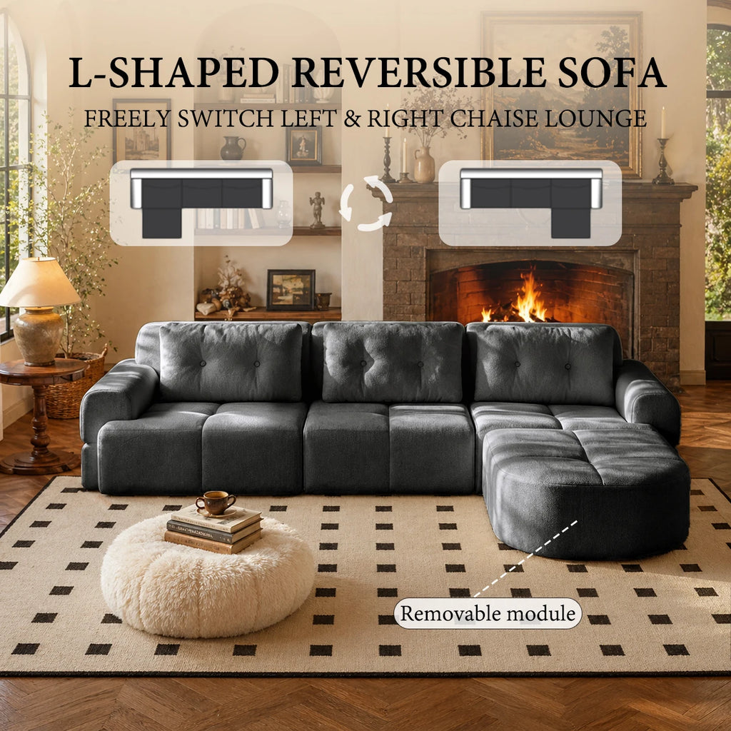 112.2” Modular Sectional Sofa – L-Shaped Couch with Chaise