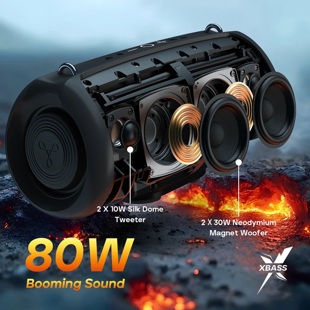 TRIBIT StormBox Lava 80W Portable Bluetooth Speaker – IP67 Waterproof, Power Bank & App Control