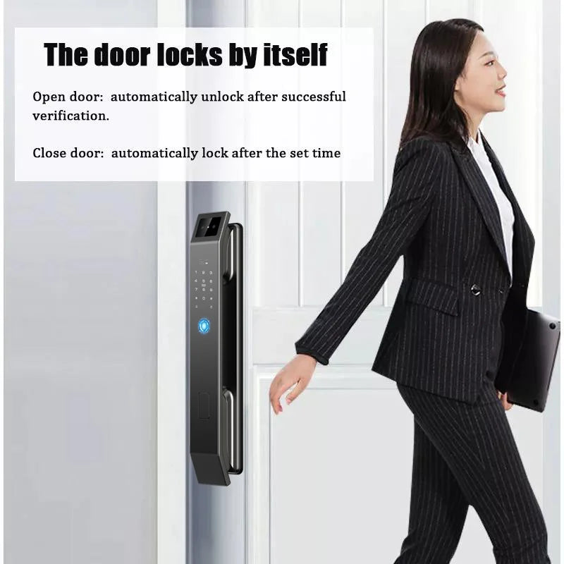 Keyless 3D Face Recognition Digital Door Lock
Secure your home with a glance. This advanced electronic lock features a built-in camera, fingerprint scanner, and passcode entry for seamless, key-free access.