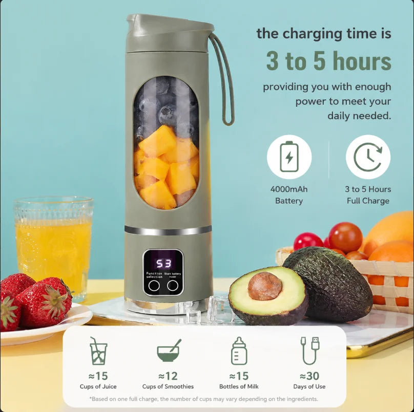 Portable Blender 450ml – 3-Speed USB Rechargeable Juicer for Smoothies & Shakes