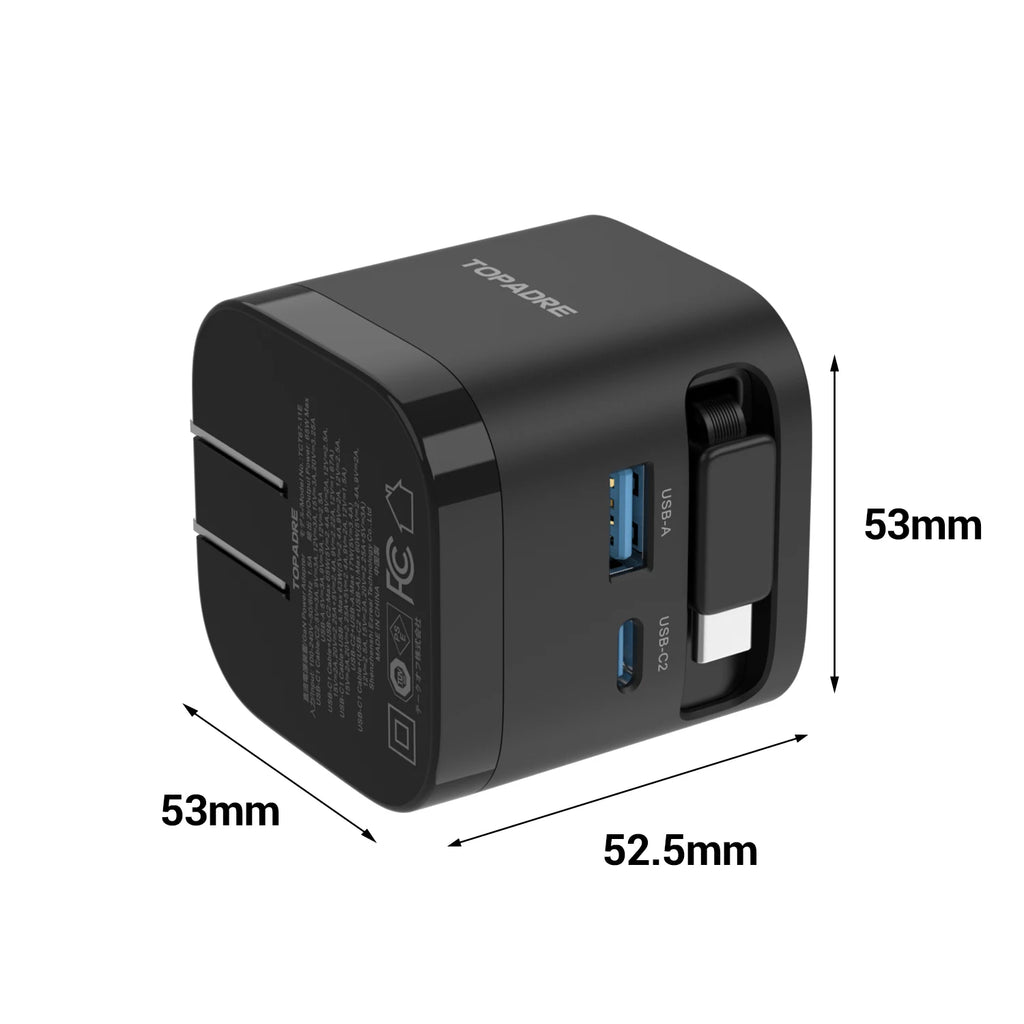 65W GaN Fast Charger with Retractable Cable