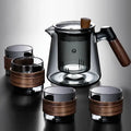 Glass Kung Fu Tea Pot – Heat-Resistant Brewing Teapot with Wooden Handle & Built-In Filter