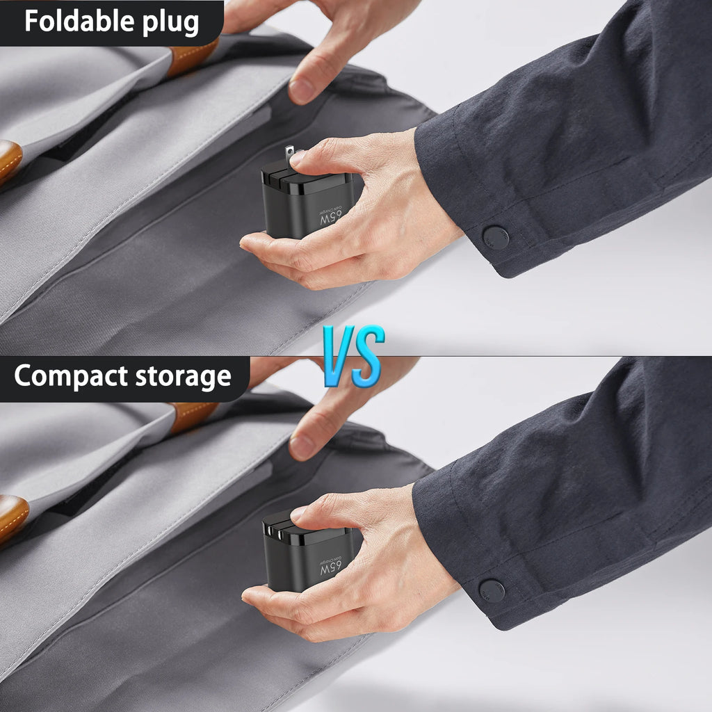 65W GaN Fast Charger with Retractable Cable