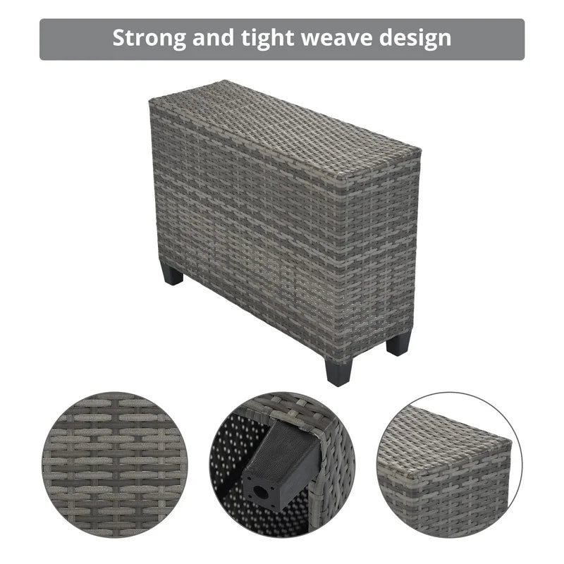 8-Piece Outdoor Wicker Round Sofa Set with Half-Moon Sectional, All-Weather PE Rattan, Curved Layout, Rectangular Coffee Table, Movable Gray Cushions