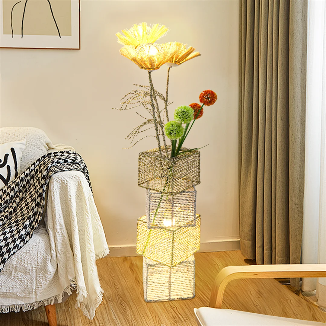 LUVODI Modern Rattan Floor Lamp