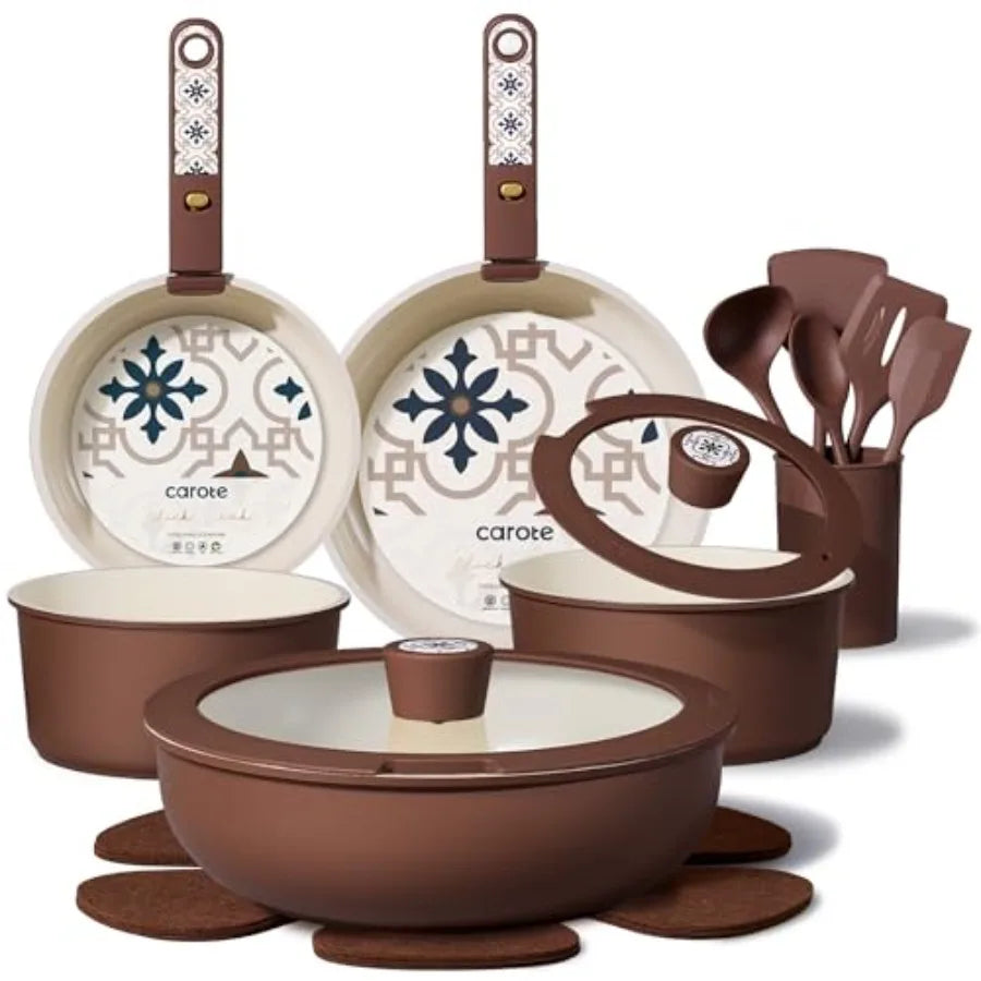 Nonstick Cookware Set – Detachable Handles, Induction Compatible, Oven & Dishwasher Safe