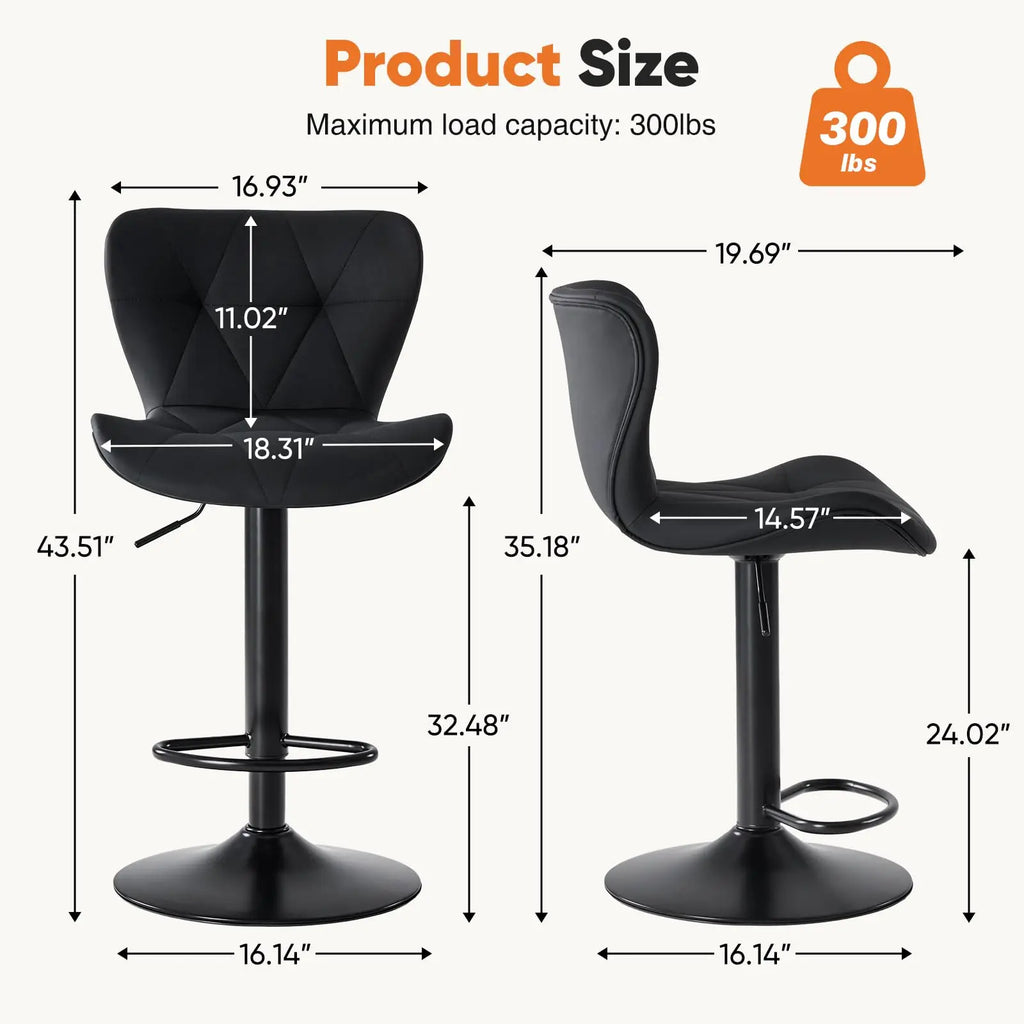 JHK Faux Leather Swivel Dining Chairs (Set of 2)