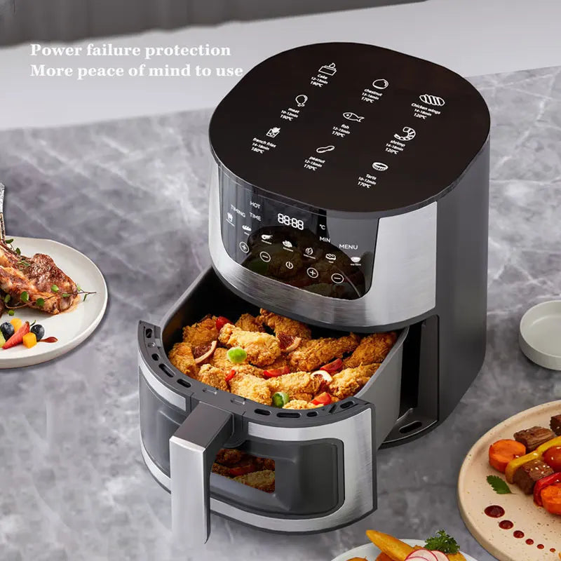 1250W Air Fryer Toaster Oven – LED Touch Panel with Presets for Air Fry, Roast, Bake & Broil