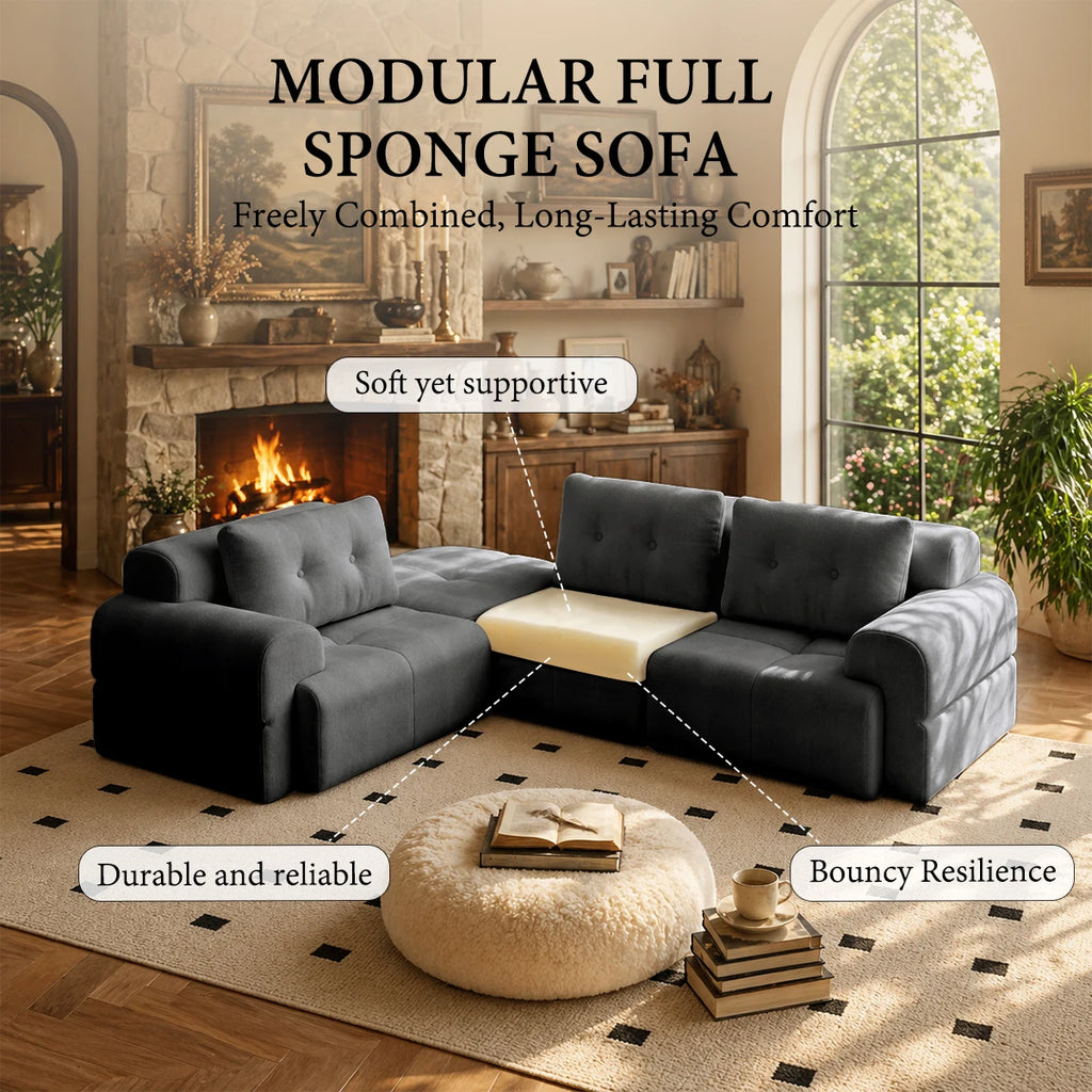 112.2” Modular Sectional Sofa – L-Shaped Couch with Chaise