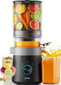3-in-1 Cold Press Juicer for fresh juice, nut milk, and sorbet. Features a 6-inch extra-large feed chute, filter-free design, high juice yield, and easy cleaning.