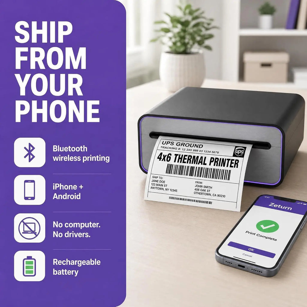 4x6 Bluetooth Thermal Shipping Label Printer – Wireless