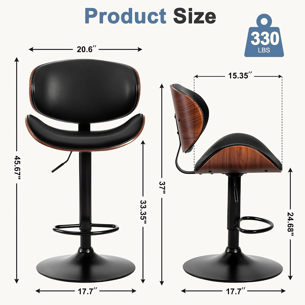 Modern Adjustable Ergonomic Bar Stool Set
Dine and drink in total comfort. These sleek PU leather bar stools feature an adjustable gas lift, ergonomic backrest, and footrest. Available in sets of 2 or 4 to perfectly fit your space.