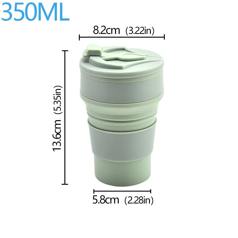 350/500ml Collapsible Silicone Travel Cup – Portable Coffee & Water Cup with Lid