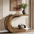 Add a modern touch to your home with this 43.3-inch mid-century console table. Its unique C-shaped design is perfect for entryways, hallways, or living rooms, offering both style and functionality.