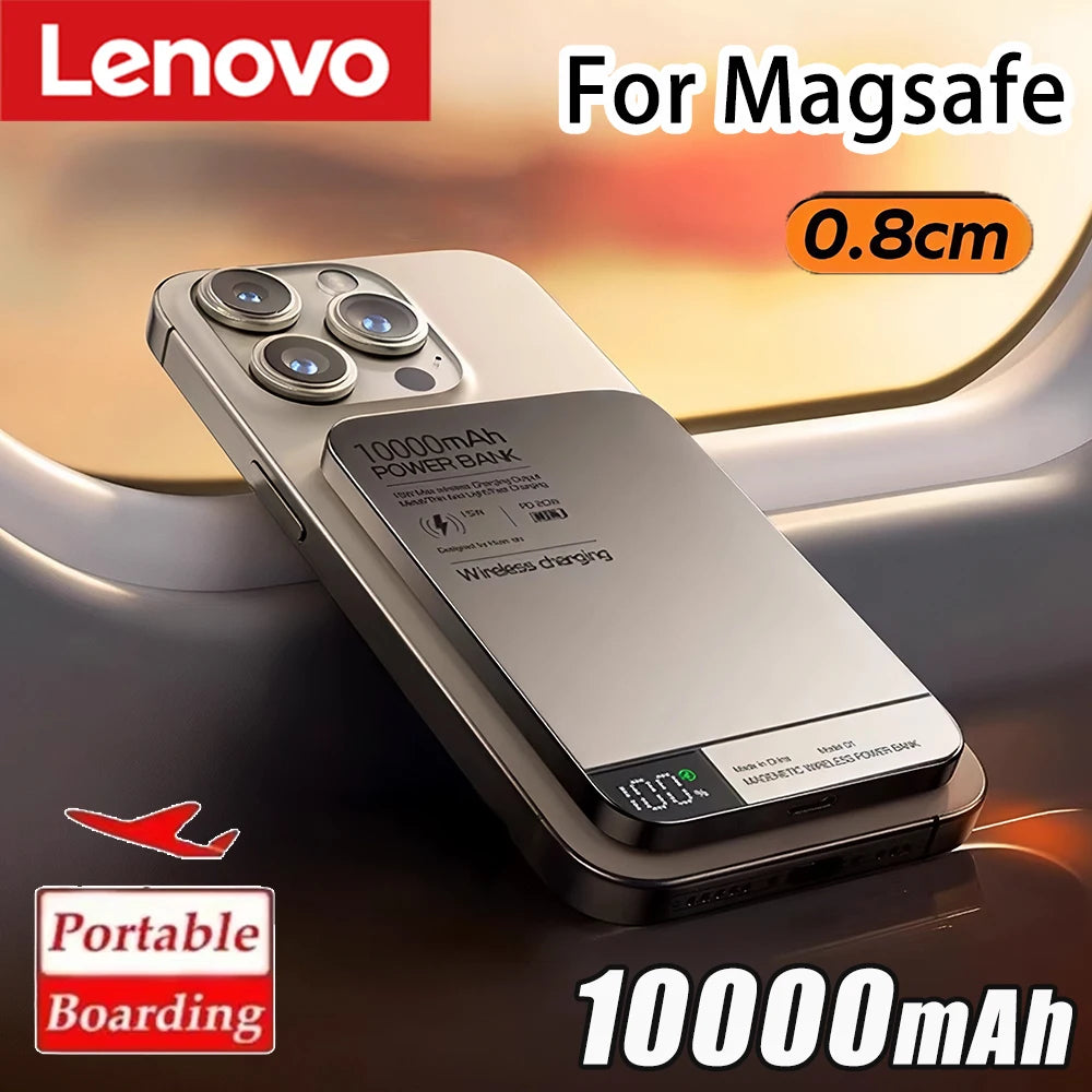 Lenovo 10000mAh Magnetic Power Bank – Ultra-Thin Fast Charging