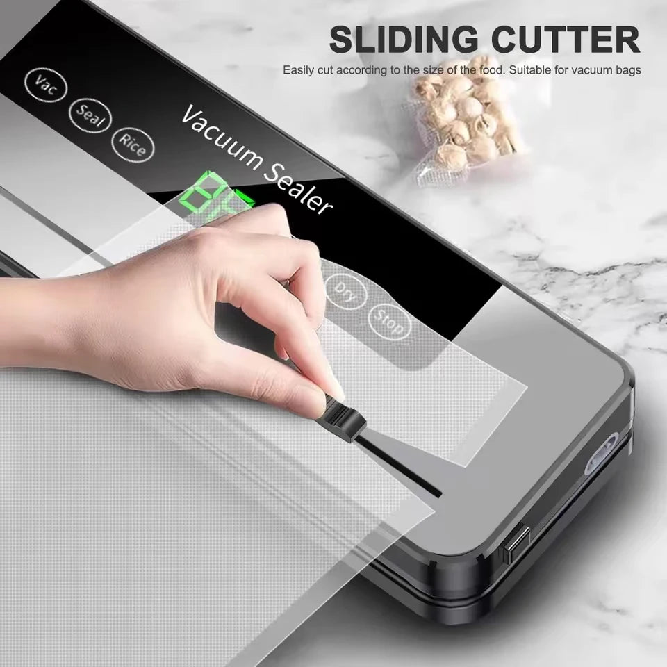 Electric Food Vacuum Sealer – Dry/Wet with Built-In Cutter