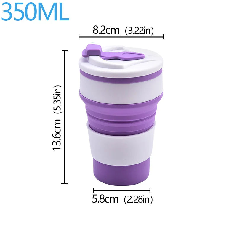 350/500ml Collapsible Silicone Travel Cup – Portable Coffee & Water Cup with Lid