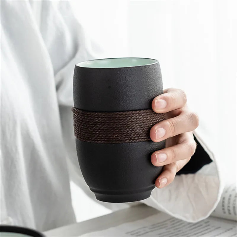 Japanese-Style Ceramic Tea Cup – Portable Tea Mug with Infuser Filter & Lid for Home, Office & Travel