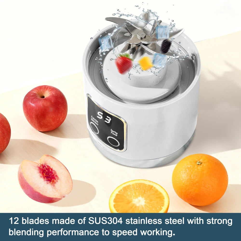 Portable Blender 450ml – 3-Speed USB Rechargeable Juicer for Smoothies & Shakes