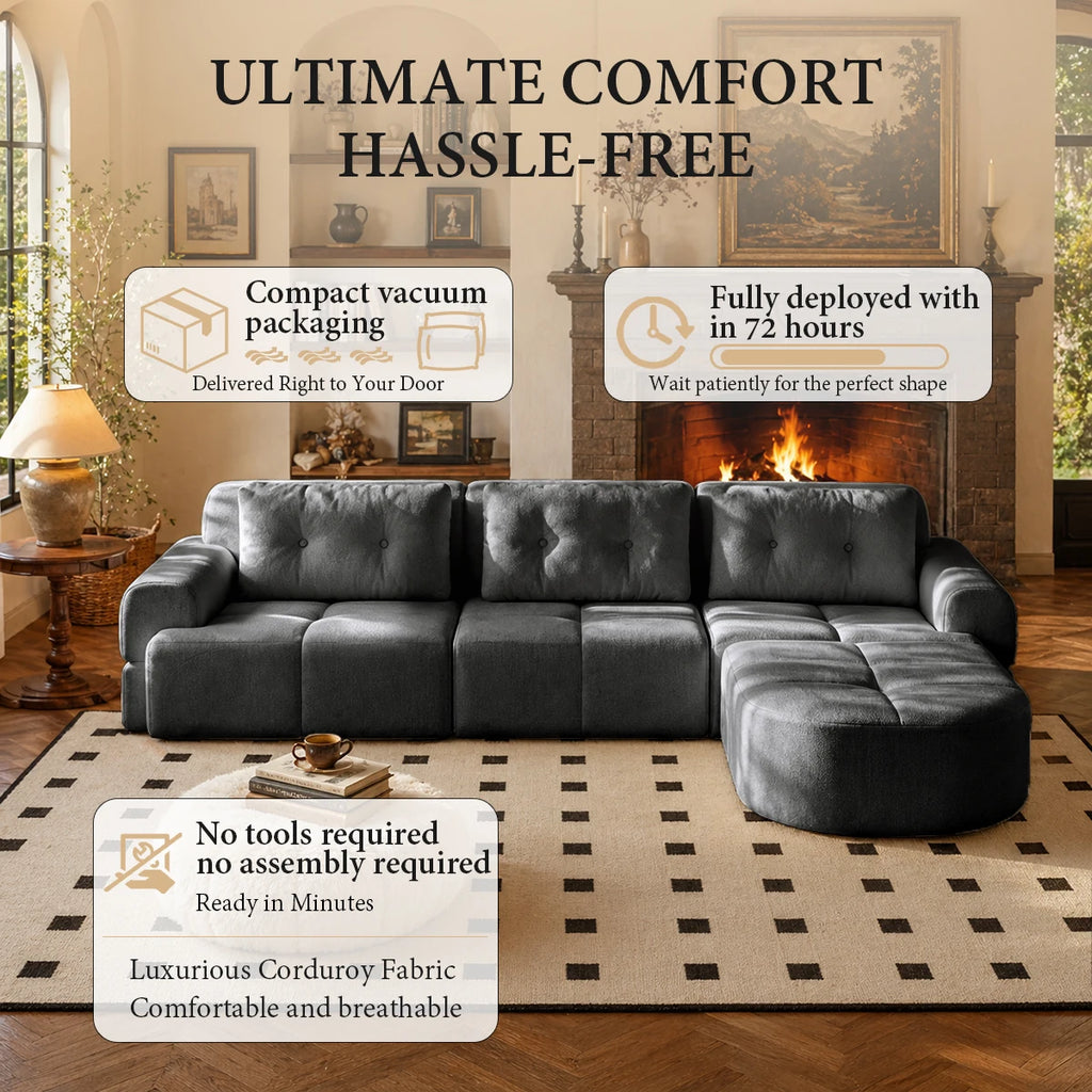 112.2” Modular Sectional Sofa – L-Shaped Couch with Chaise
