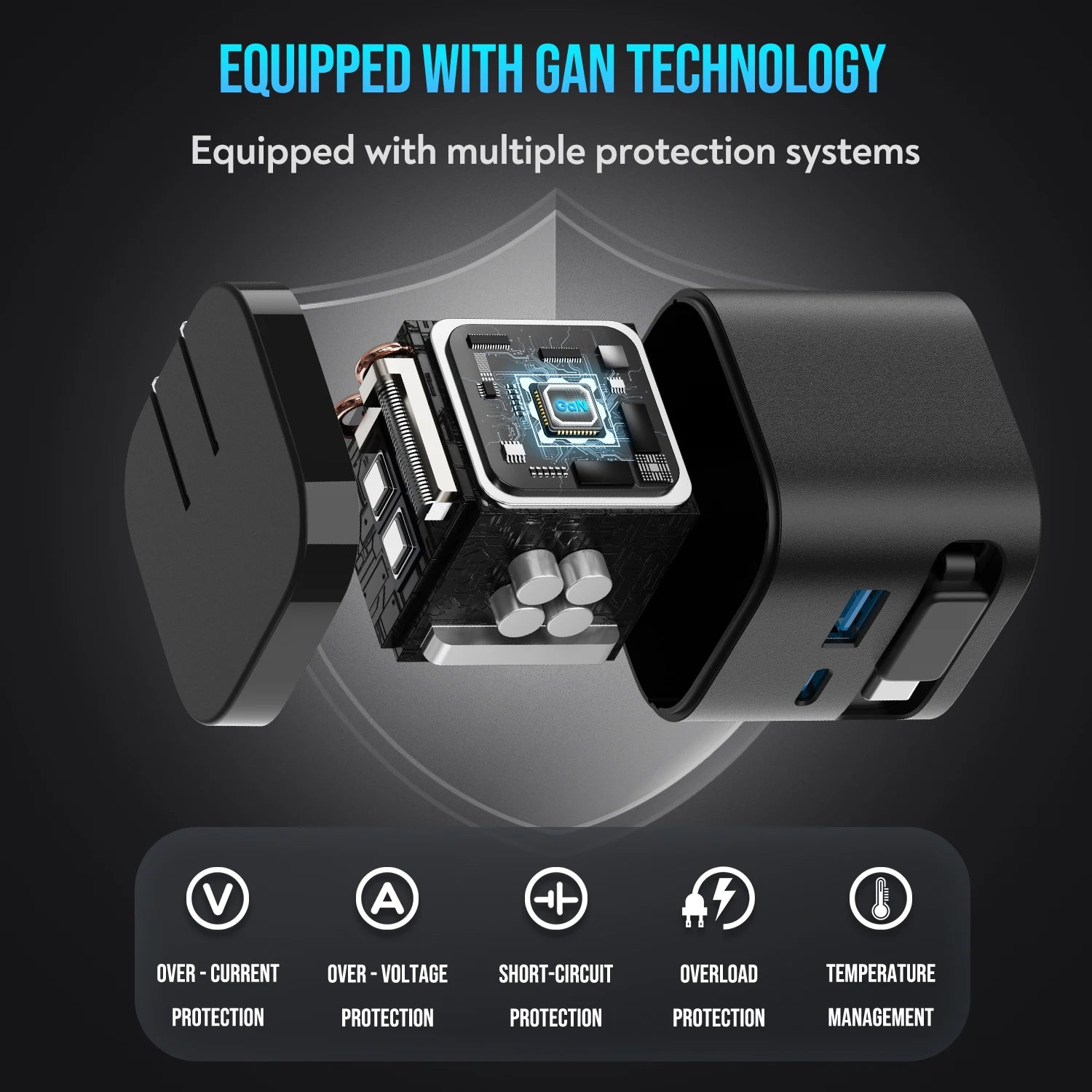 65W GaN Fast Charger with Retractable Cable