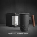 Luxury Retro Ceramic Tea Mug – Large Capacity Cup with Filter, Lid & Wooden Handle, Gift Box