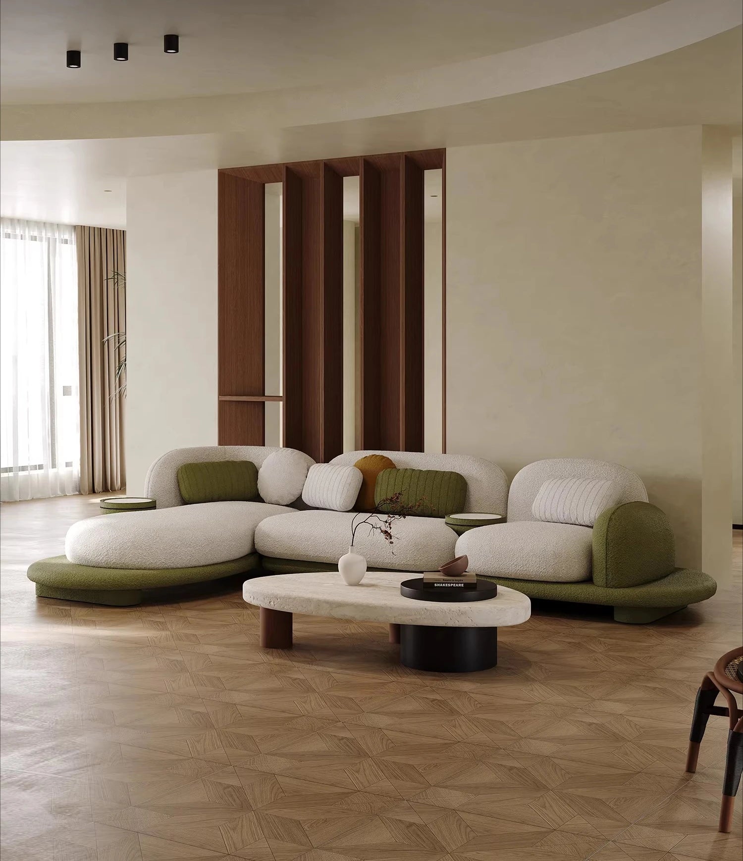 Italian Minimalist Pebble Sofa – Designer Modular Corner Sofa for Modern Living Rooms & Apartments