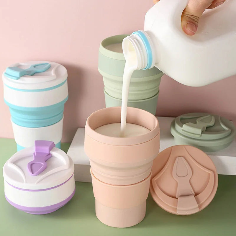 350/500ml Collapsible Silicone Travel Cup – Portable Coffee & Water Cup with Lid