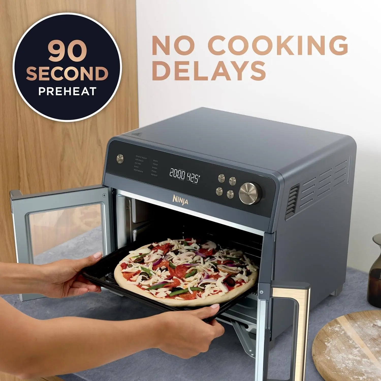10-in-1 PFAS-Free Air Fryer Oven (20.3 Qt)
Your ultimate kitchen workhorse. Enjoy a family-sized 20.3-quart capacity, safe PFAS-free accessories, and 10 cooking functions in one sleek appliance. Fully dishwasher-safe.