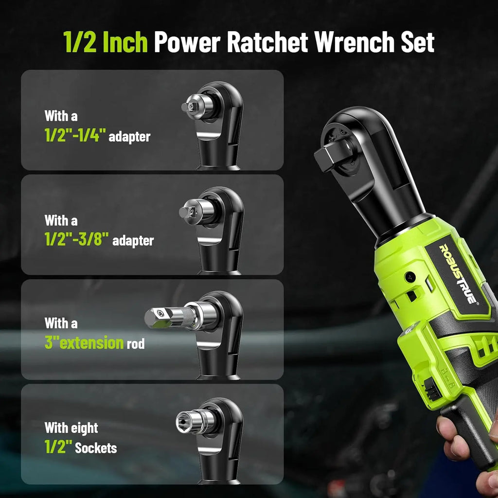 Robustrue 1/2" Cordless Electric Ratchet Wrench Kit