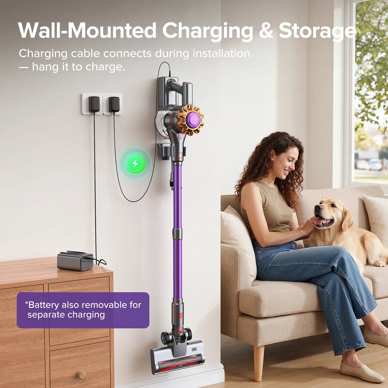 Lubluelu P7 Cordless Vacuum, 35KPA Powerful Suction, Lightweight, Anti-Tangle Brush, Perfect for Home & Pet Hair.