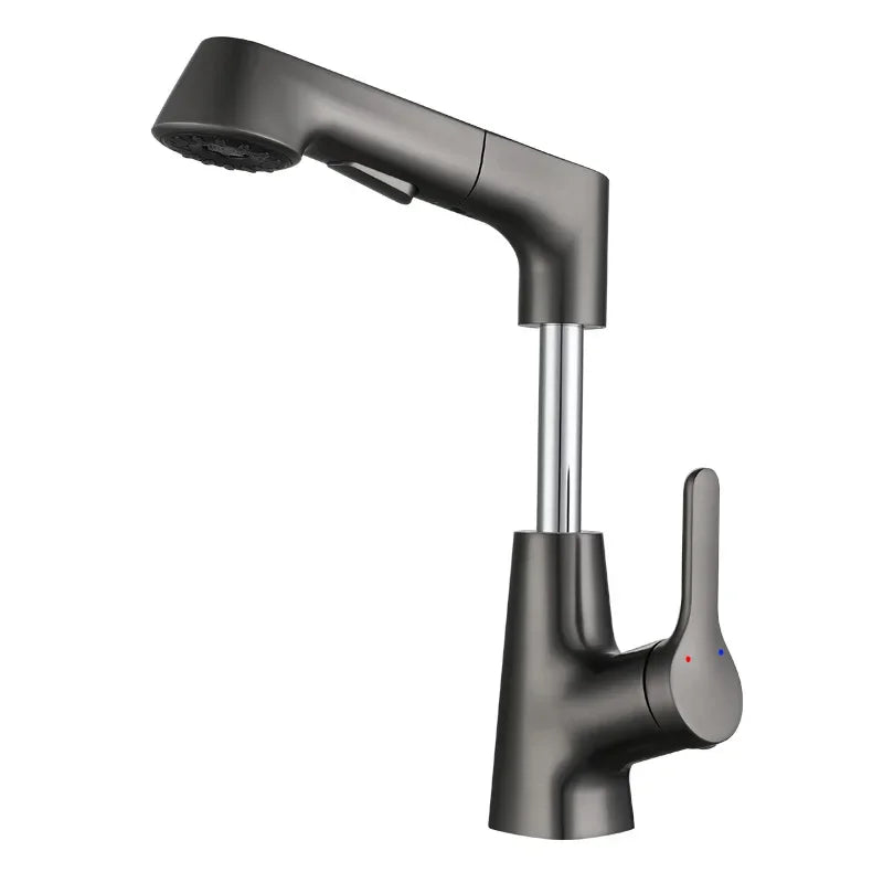 Modern bathroom faucet with hot water functionality, ideal for sinks and everyday bathroom use.