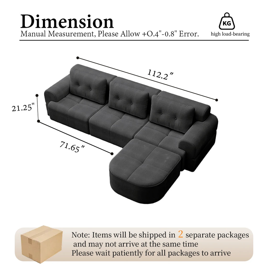 112.2” Modular Sectional Sofa – L-Shaped Couch with Chaise