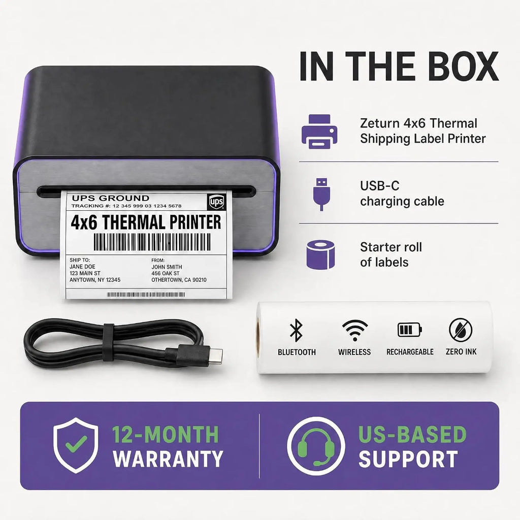4x6 Bluetooth Thermal Shipping Label Printer – Wireless