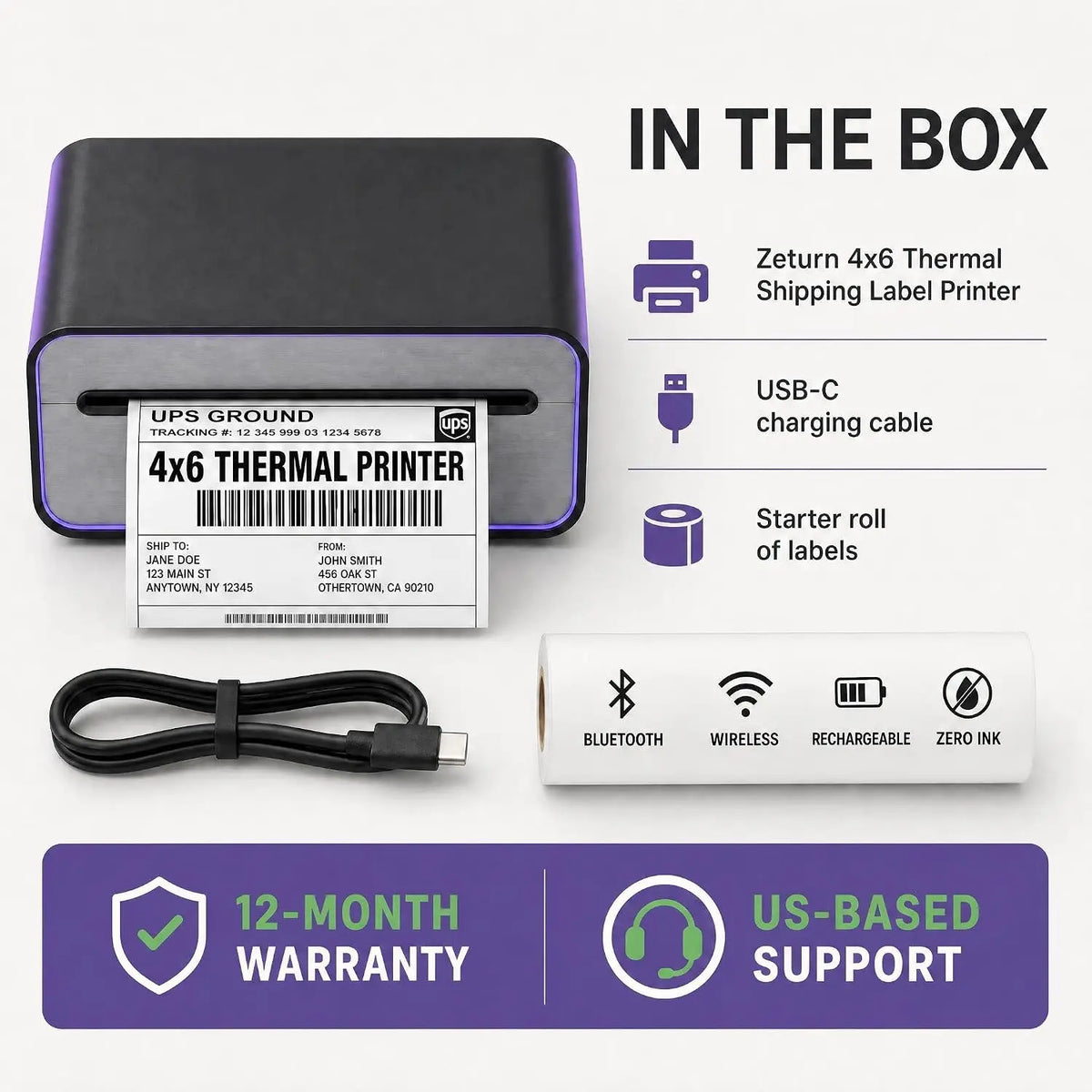4x6 Bluetooth Thermal Shipping Label Printer – Wireless