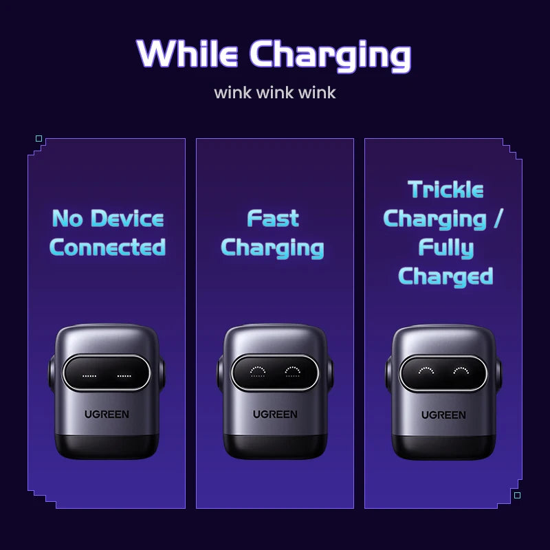 Compact UGREEN GaN fast charger with up to 100W 65W 30W power, designed for phones, tablets, and laptops.