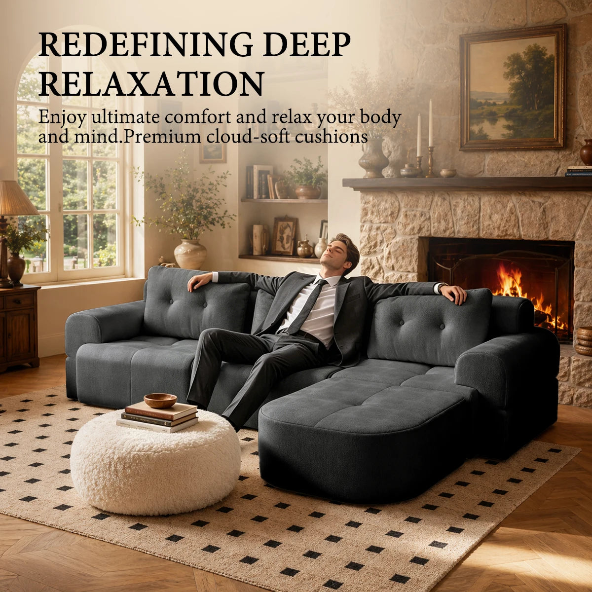 112.2” Modular Sectional Sofa – L-Shaped Couch with Chaise