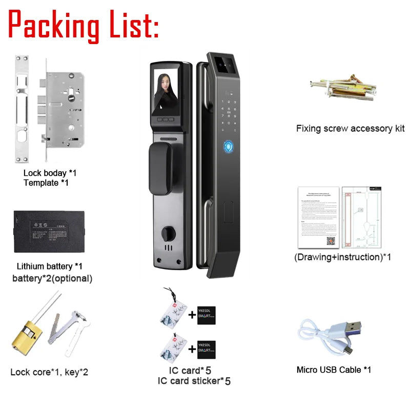 Keyless 3D Face Recognition Digital Door Lock
Secure your home with a glance. This advanced electronic lock features a built-in camera, fingerprint scanner, and passcode entry for seamless, key-free access.