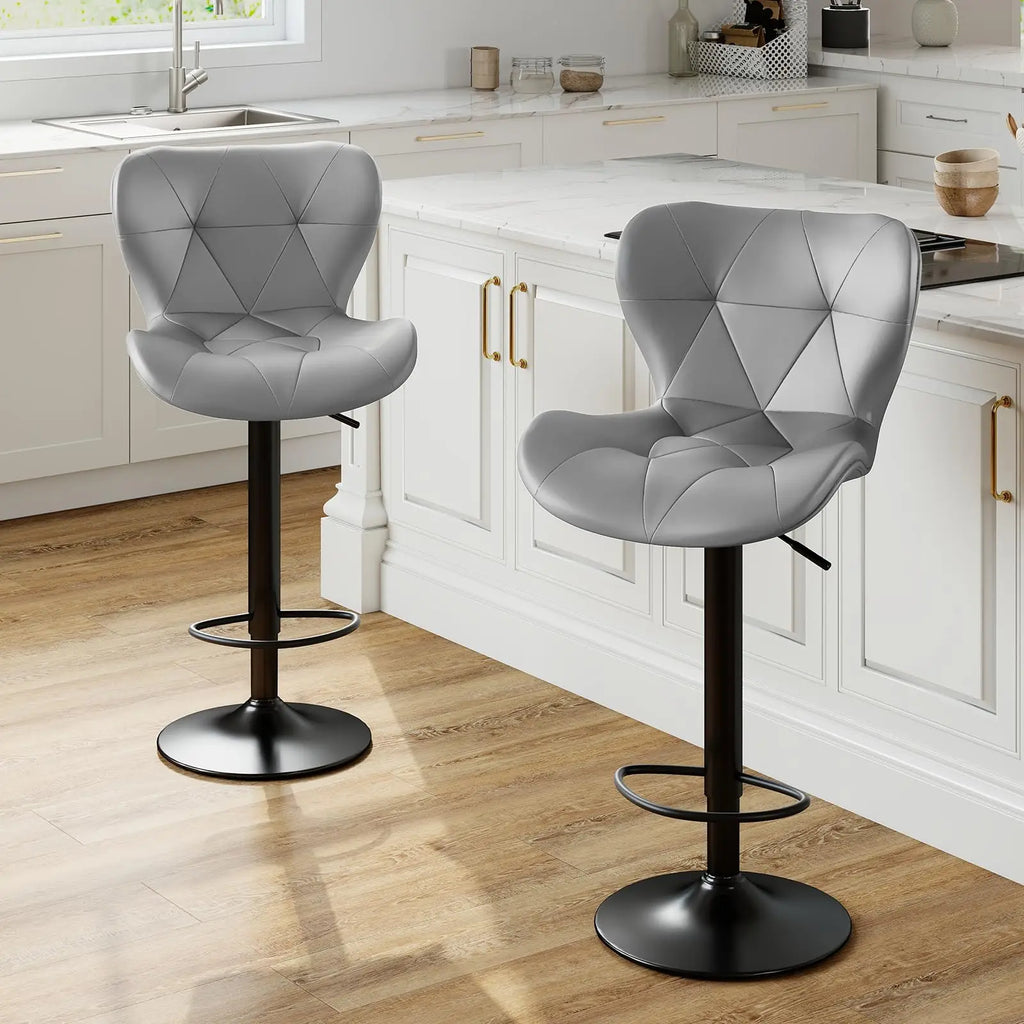 JHK Faux Leather Swivel Dining Chairs (Set of 2)